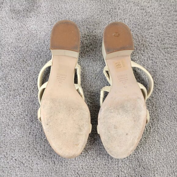 Schutz Olly Open Toe Sandals Womens 6.5 Shoes Leather Slip On Padded Strap Heel - Picture 3 of 9